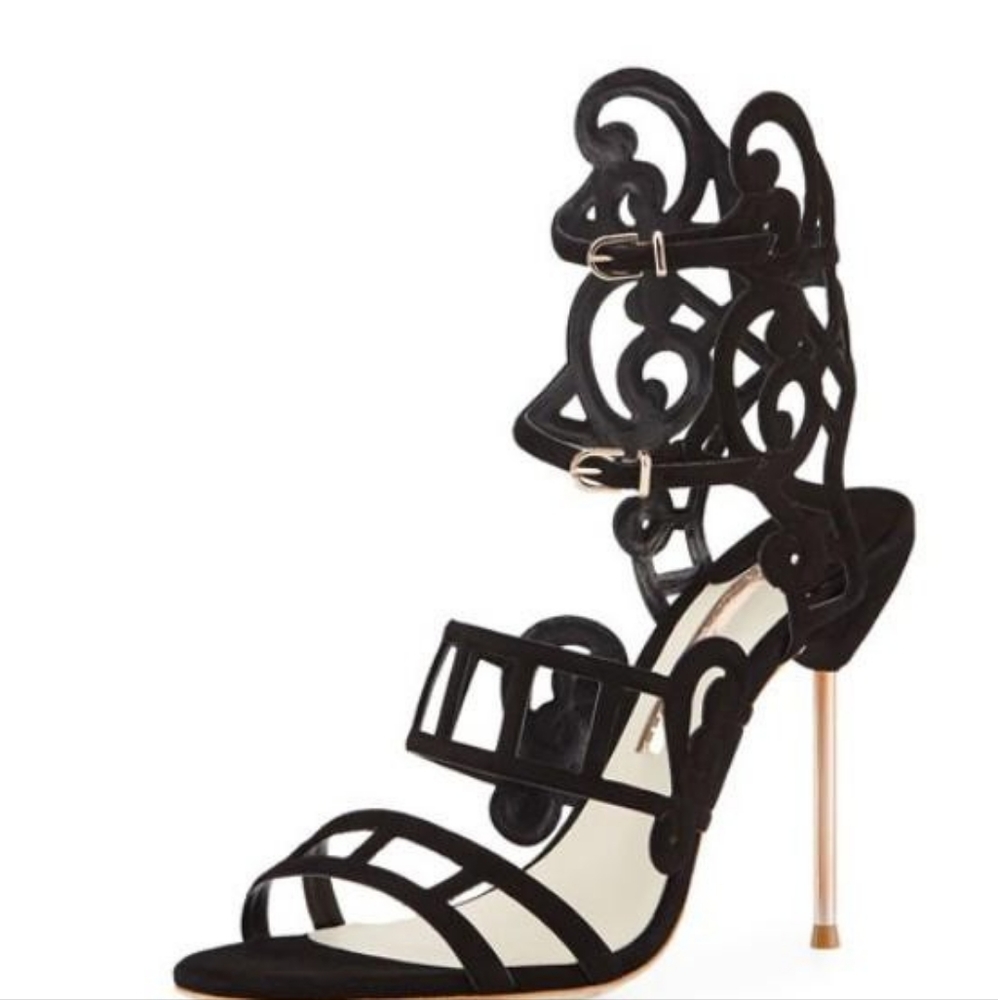 Sophia Webster black cutout suede heels